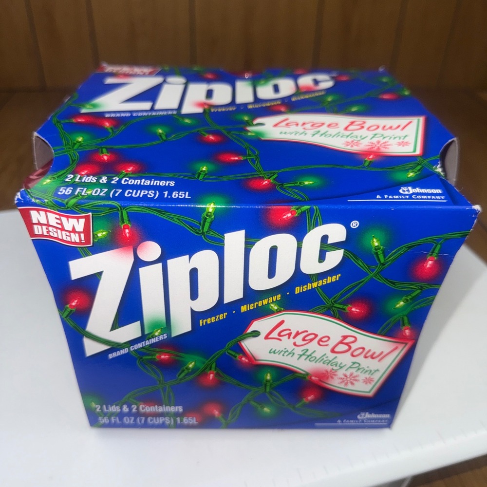 Ziploc Holiday Large Bowl 7 Cup Containers 2 Pack Snowman Christmas Vintage 2002